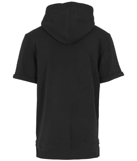 Short Sleeve Side Zipped Hoody black 3